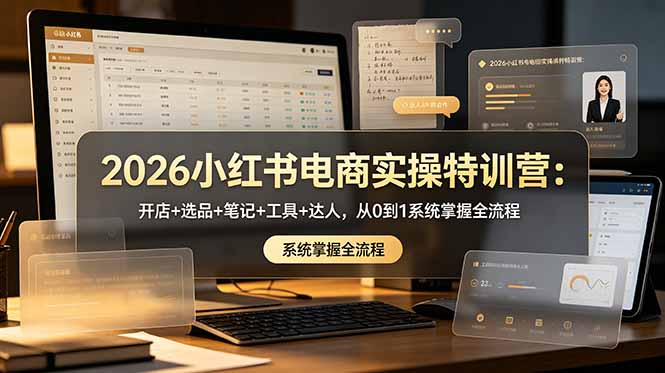 2026小红书电商实操特训营:开店+选品+笔记+工具+达人,从0到1系统掌握全流程-云网创