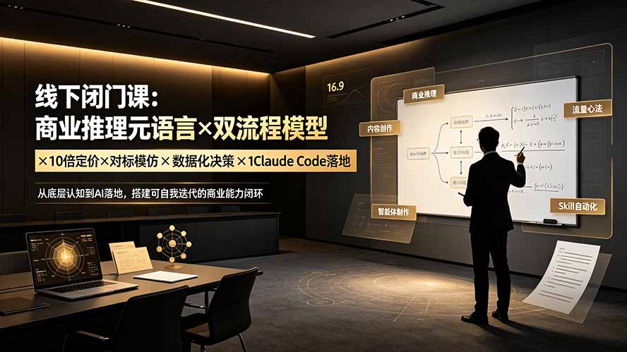线下闭门课:商业推理元语言×双流程模型×10倍定价×对标模仿×数据化决策×Claude Code落地,击穿认知盲区-云网创