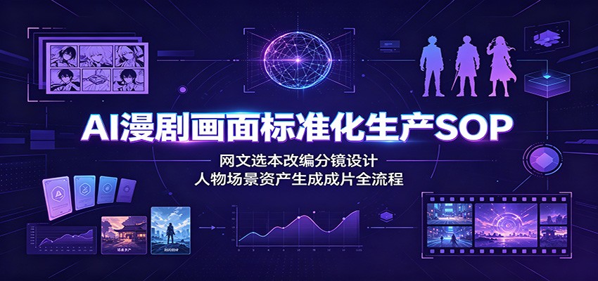 AI漫剧画面标准化生产SOP：网文选本改编分镜设计，人物场景资产生成成片全流程-云网创