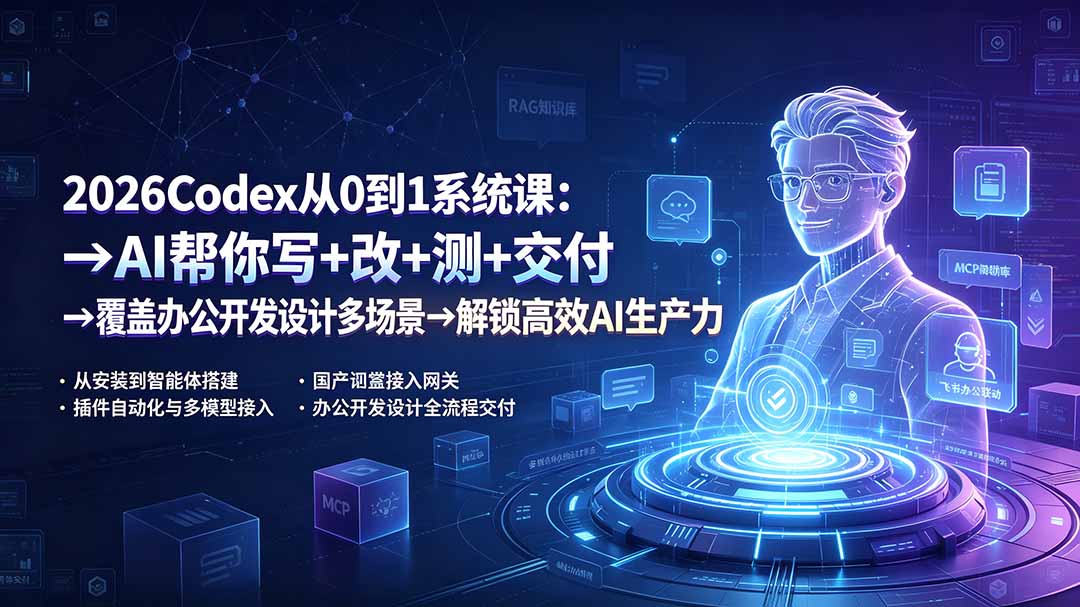 2026Codex从0到1系统课：→AI帮你写+改+测+交付→覆盖办公开发设计多场景→解锁高效AI生产力-云网创
