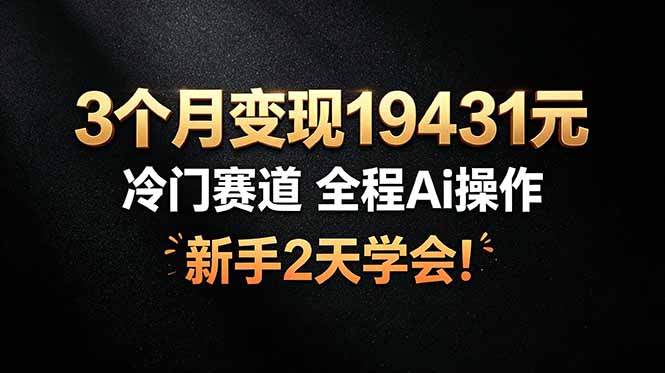 3个月变现19431元，冷门赛道 全程Ai操作，新手2天学会！-云网创