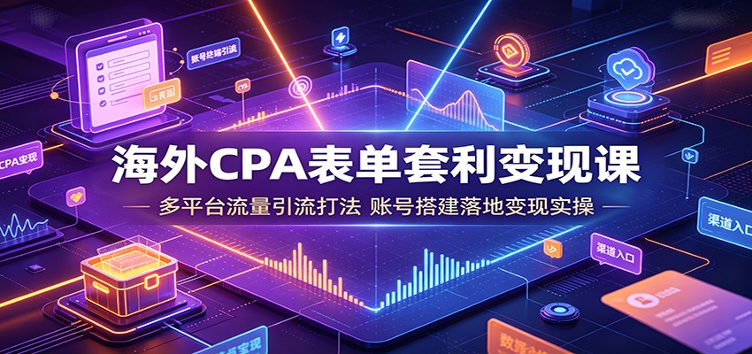 海外CPA表单套利变现课:多平台流量引流打法,账号搭建落地变现实操-云网创