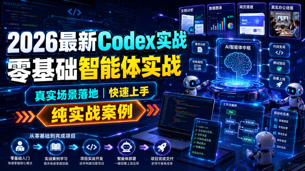 2026最新Codex实战零基础智能体实战，真实场景落地，快速上手，纯实战案例-云网创
