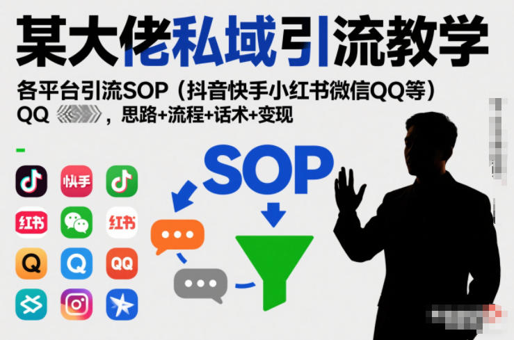 某大佬私域引流教学,各平台引流SOP(抖音快手小红书微信QQ等),思路+流程+话术+变现(更新0708)-云网创