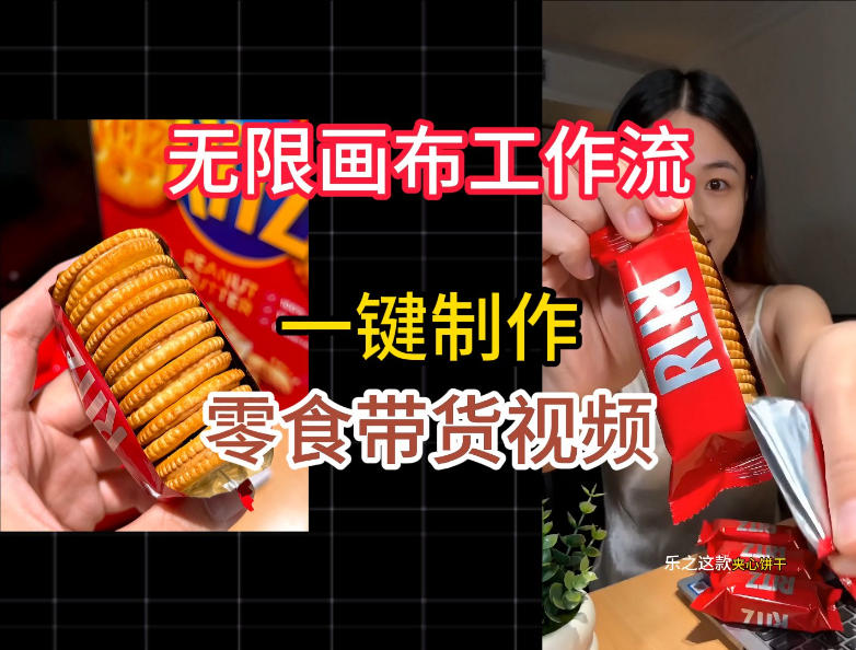 无限画布工作流一键制作零食带货视频，操作简单实操教学-云网创