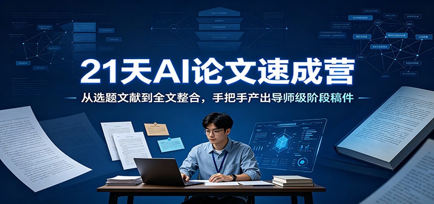 21天AI论文速成营：从选题文献到全文整合，手把手产出导师级阶段稿件-云网创