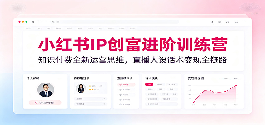 小红书IP创富进阶训练营：知识付费全新运营思维，直播人设话术变现全链路-云网创