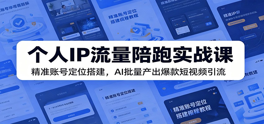 个人IP流量陪跑实战课：精准账号定位搭建，AI批量产出爆款短视频引流-云网创