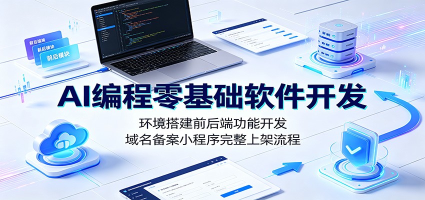 AI编程零基础软件开发:环境搭建前后端功能开发,域名备案小程序完整上架流程-云网创