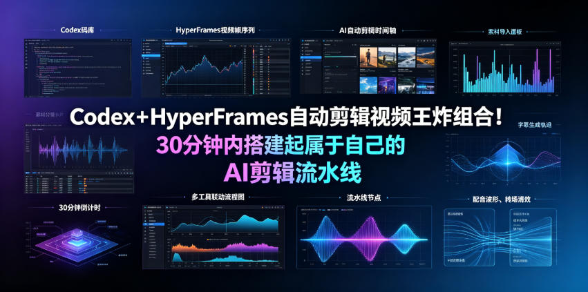 Codex+HyperFrames自动剪辑视频王炸组合!30分钟内搭建起属于自己的AI剪辑流水线(完整版实操教程手册)-云网创