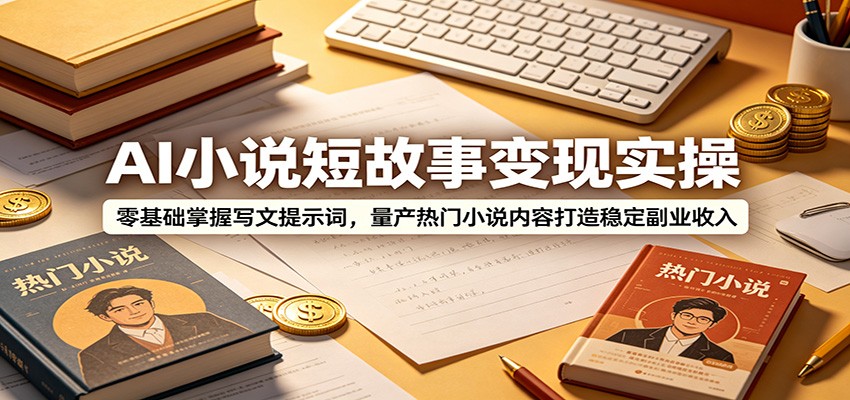 AI小说短故事变现实操：零基础掌握写文提示词，量产热门小说内容打造稳定副业收入-云网创