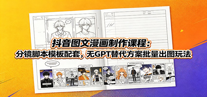 抖音图文漫画制作课程:分镜脚本模板配套,无GPT替代方案批量出图玩法-云网创