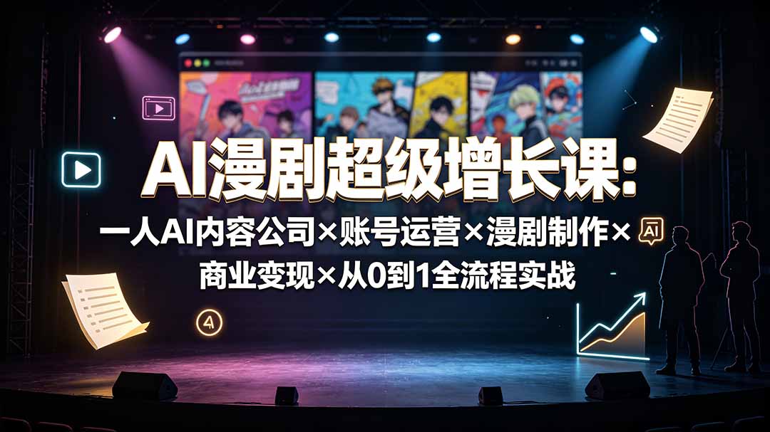 AI漫剧超级增长课：一人AI内容公司×账号运营×漫剧制作×商业变现×从0到1全流程实战-云网创