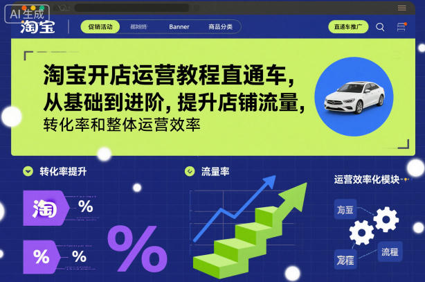 淘宝开店运营教程直通车,从基础到进阶,提升店铺流量,转化率和整体运营效率(更新26年07月11日)-云网创
