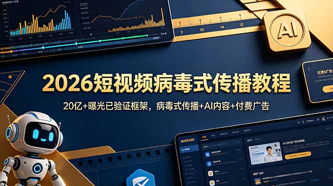 2026短视频病毒式传播教程:20亿+曝光已验证框架,病毒式传播+AI内容+付费广告-云网创