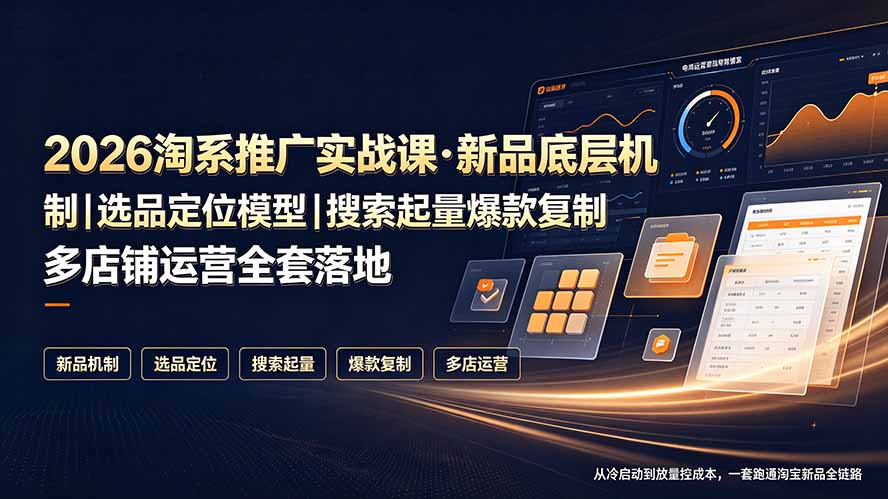 2026淘系推广实战课·新品底层机制|选品定位模型|搜索起量爆款复制多店铺运营全套落地教程-云网创