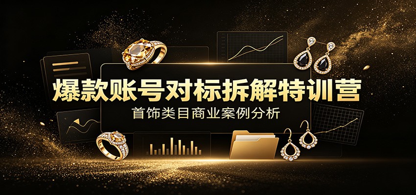 爆款账号对标拆解特训营:首饰类目商业案例分析,配套完整资料内容-云网创