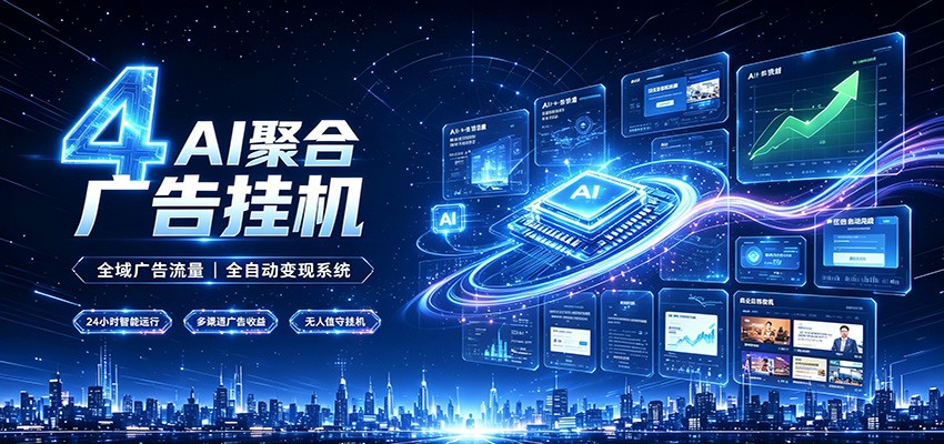 全域广告流量聚合，AI无人挂机稳赚佣金，打造长期稳定被动收入副业-云网创