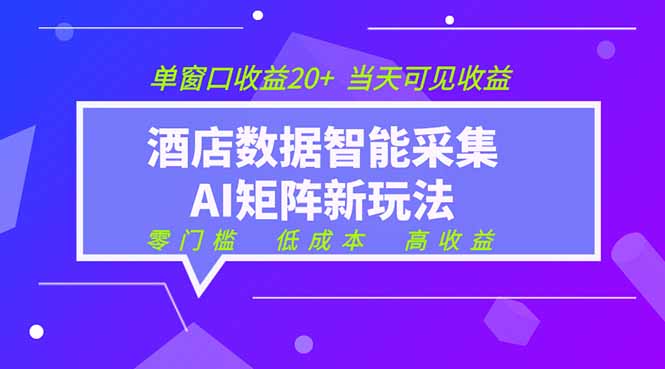 2026酒店数据采集ai智能矩阵新风口 低成本 高收益 当天见收益 单窗口20+-云网创