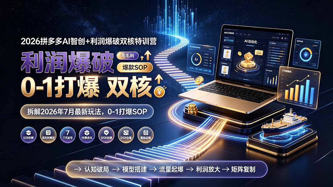 2026拼多多AI智创+利润爆破双核特训营-更新：拆解2026年7月最新玩法，0-1打爆SOP-云网创