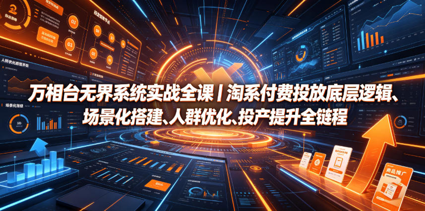 万相台无界系统实战全课|淘系付费投放底层逻辑、场景化搭建、人群优化、投产提升全链路运营教程-云网创