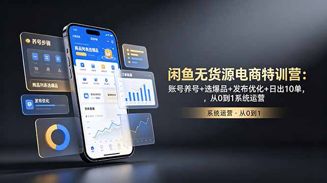 闲鱼无货源电商特训营：账号养号+选爆品+发布优化+日出10单，从0到1系统运营-云网创