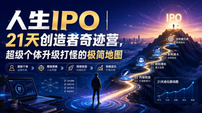人生IPO︱21天创造者奇迹营，超级个体升级打怪的极简地图-云网创
