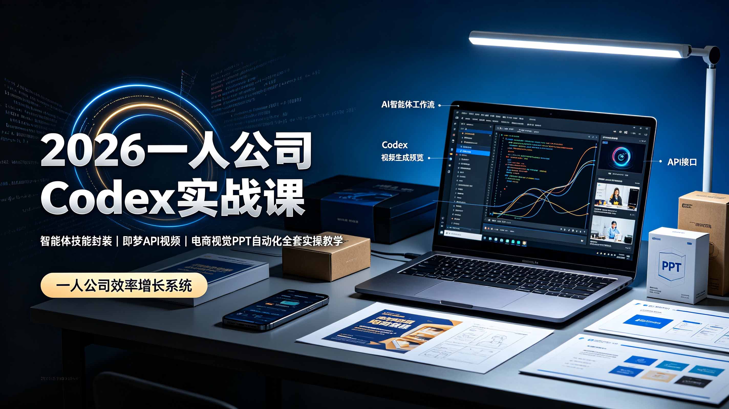 2026一人公司Codex实战课◆智能体技能封装｜即梦API视频｜电商视觉PPT自动化全套实操教学-云网创