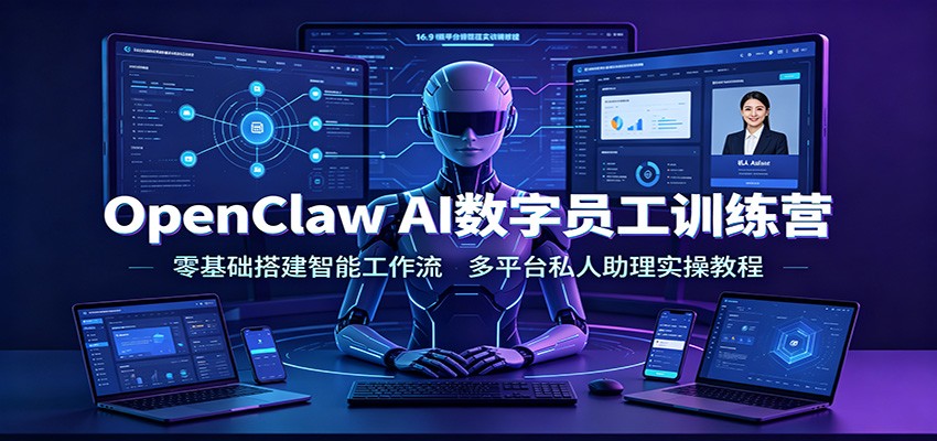 OpenClaw AI数字员工训练营:零基础搭建智能工作流,多平台私人助理实操教程-云网创