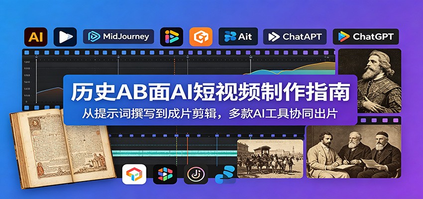 历史AB面AI短视频制作指南:从提示词撰写到成片剪辑,多款AI工具协同出片-云网创