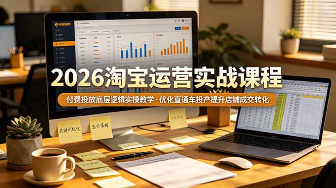 2026 淘宝运营实战课程，付费投放底层逻辑实操教学，优化直通车投产提升店铺成交转化-云网创