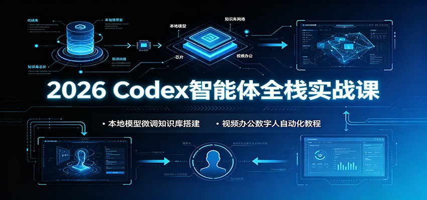 2026 Codex智能体全栈实战课：本地模型微调知识库搭建，视频办公数字人自动化教程-云网创