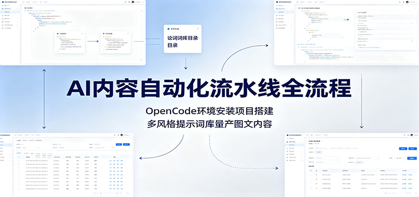 AI内容自动化流水线全流程：OpenCode环境安装项目搭建，多风格提示词库量产图文内容-云网创