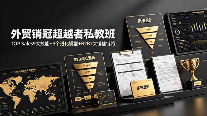 外贸销冠超越者私教班：TOP Sales9大技能+3个进化模型+B2B7大销售链路，系统进阶-云网创