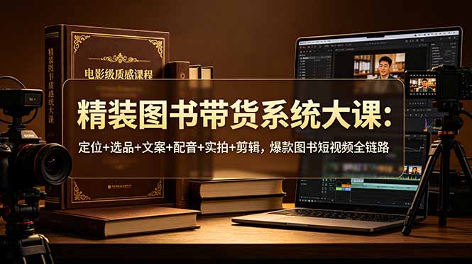 精装图书带货系统大课：定位+选品+文案+配音+实拍+剪辑，爆款图书短视频全链路-云网创