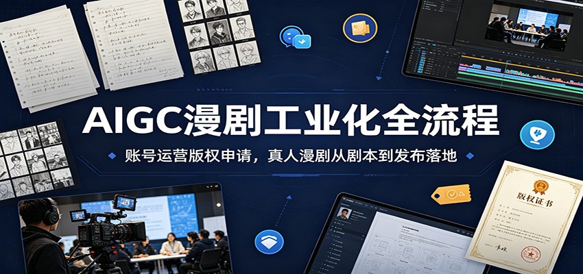 AIGC漫剧工业化全流程：账号运营版权申请，真人漫剧从剧本到发布落地-云网创