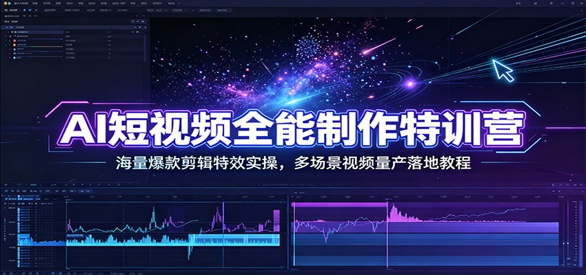 AI短视频全能制作特训营：海量爆款剪辑特效实操，多场景视频量产落地教程-云网创