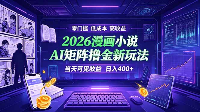 爆款小说漫画大阅读 ai矩阵操作 当天可见收益 日入400+ 零门槛 高收益-云网创