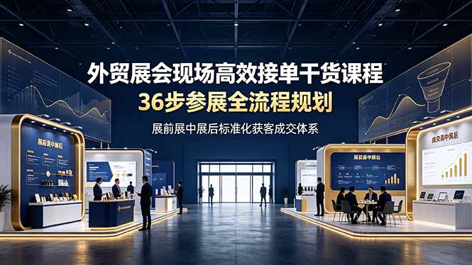 外贸展会现场高效接单干货课程,36步参展全流程规划,展前展中展后标准化获客成交体系-云网创