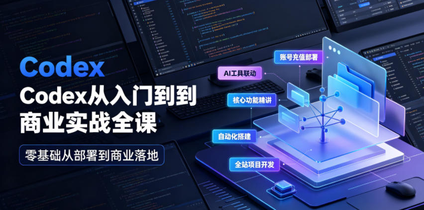 Codex从入门到商业实战全课｜账号充值部署、AI工具联动、核心功能精讲、自动化搭建、全站项目开发零基础教程-云网创