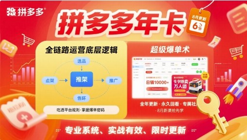 拼多多年卡，拼多多全链路运营底层逻辑，超级爆单术【更新26年6月】-云网创