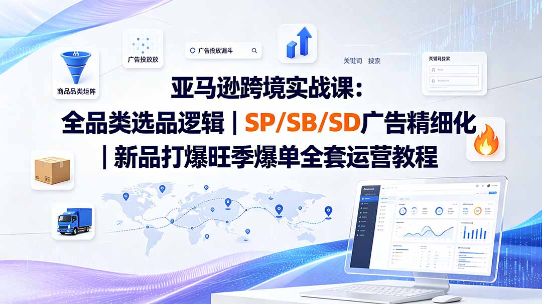 亚马逊跨境实战课-更新：全品类选品逻辑｜SP/SB/SD广告精细化｜新品打爆旺季爆单全套运营教程-云网创