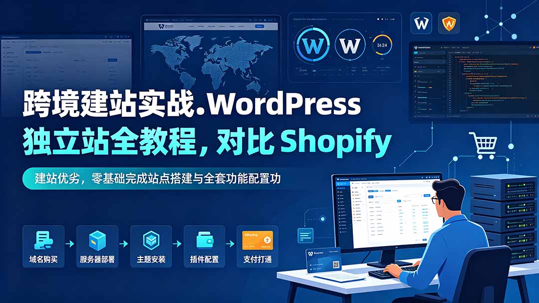 跨境建站实战：WordPress 独立站全教程，对比 Shopify 建站优劣，零基础完成站点搭建与全套功能配置-云网创
