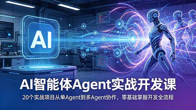 AI智能体Agent实战开发课:20个实战项目从单Agent到多Agent协作,零基础掌握开发全流程-云网创