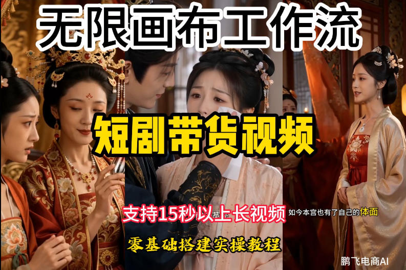 无限画布工作流制作短剧带货视频支持制作15秒以上视频,实操搭建教学,看完教程小白也能轻松搭建-云网创