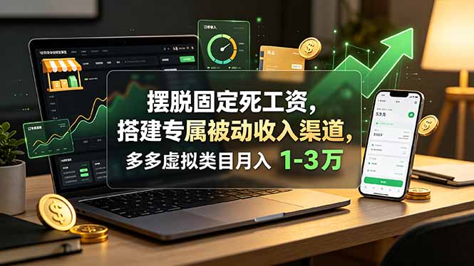 摆脱固定死工资,搭建专属被动收入渠道,多多虚拟类目月入 1-3 万-云网创