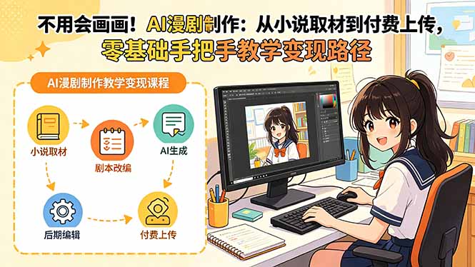 不用会画画!AI漫剧制作:从小说取材到付费上传,零基础手把手教学变现路径(更新-云网创