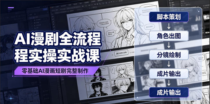 AI漫剧全流程实操实战课|零基础AI漫画短剧完整制作、脚本出图成片全链路落地教程-云网创