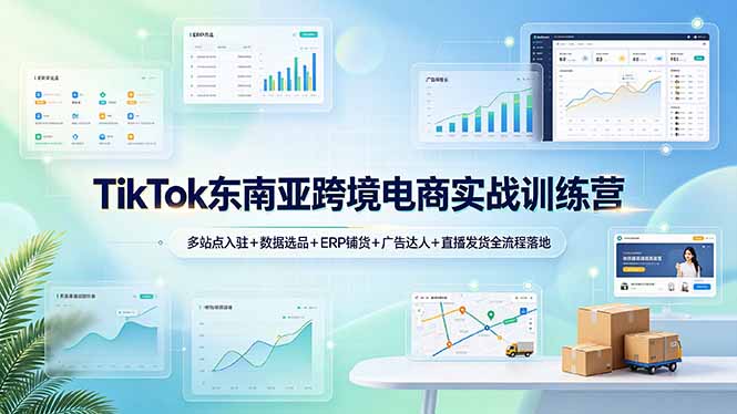 TikTok东南亚跨境电商实战训练营：多站点入驻+数据选品+ERP铺货+广告达人+直播发货全流程落地-云网创