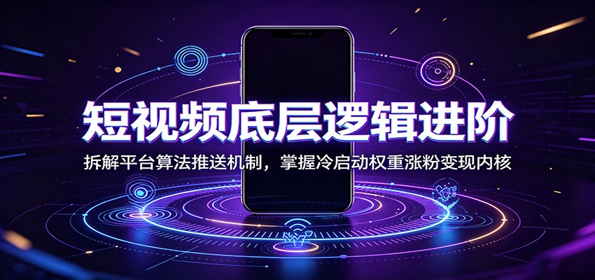 短视频底层逻辑进阶：拆解平台算法推送机制，掌握冷启动权重涨粉变现内核-云网创